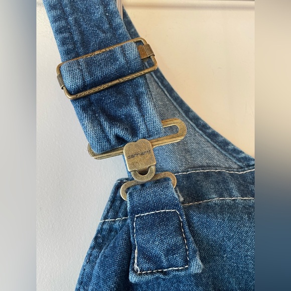 VINTAGE | Carhartt | Men's Loose Fit Washed Cotton Denim Bib Overalls - Picture 6 of 15
